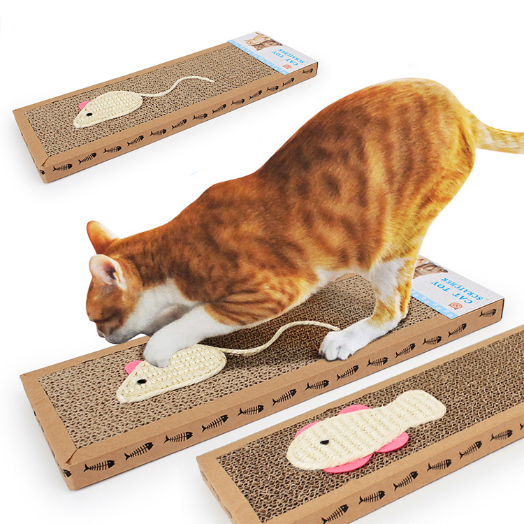 Corrugated Paper Kat Scratch Pad,Expandable Corrugated Scratch Pad, Scratching Lounge Bed with sisal mouse