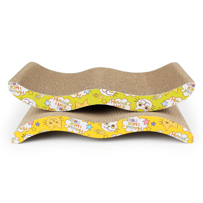 corrugated Scratcher Scratching Board Cardboard Curved Shape Reversible Use Durable Scratching Pad