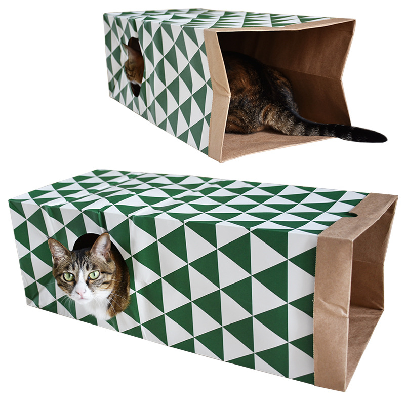 foldable collapsible thick washable kraft paper cat playing house cat tunnel,kitten bag 
