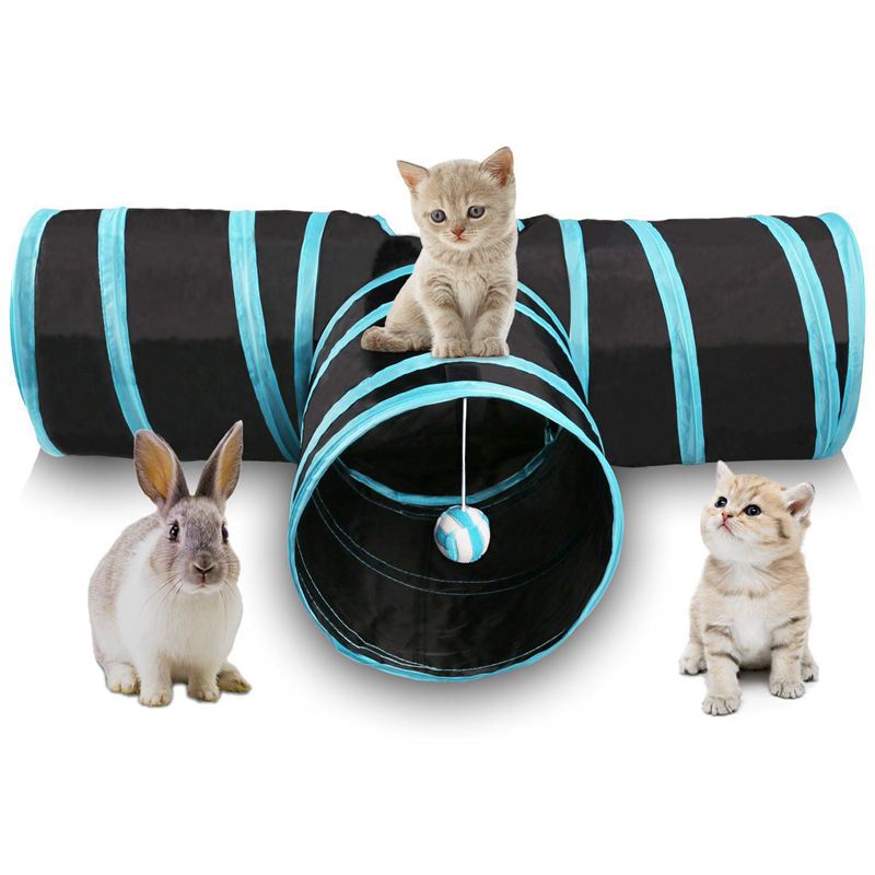 Wholesale supplier Cat play tube with ringing ball toy foldable cat tunnel 3 way