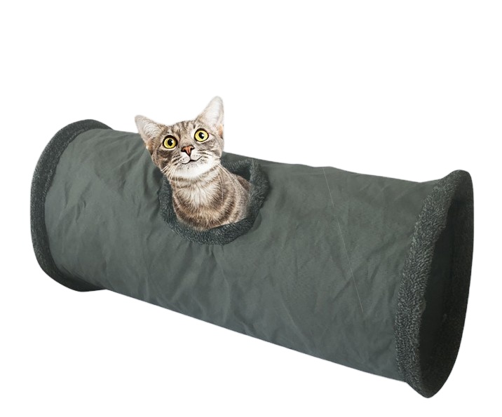  Direct OEM factory Foldable tunnel cat Toy Collapsible Suede Pet Toy Plus Cat Tube With Plush ball
