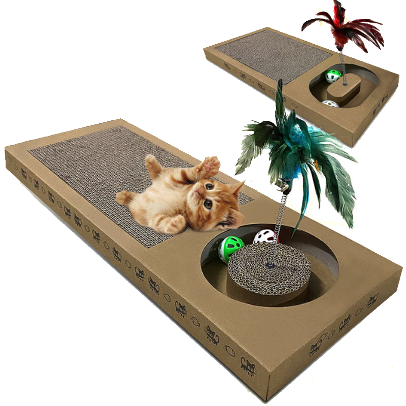 China Durable Cat Scratching Board Cardboard Kitty Scratching Pads Recyclable Corrugated Scratcher with catnip inside