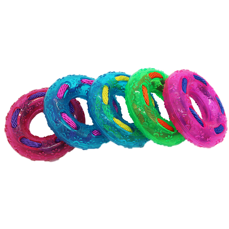 Designer Thermoplastic Rubber Rope Inside Round Rubber Dog Chew Toy