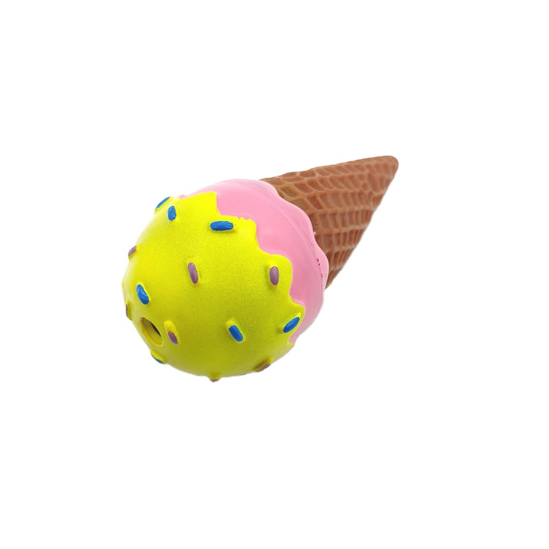 Custom Cute Durable Pet Dogs Funny Squeaky Sound Chew Dog Toys Vinyl Ice Cream Shape Stimulate Appetite Pet Toy
