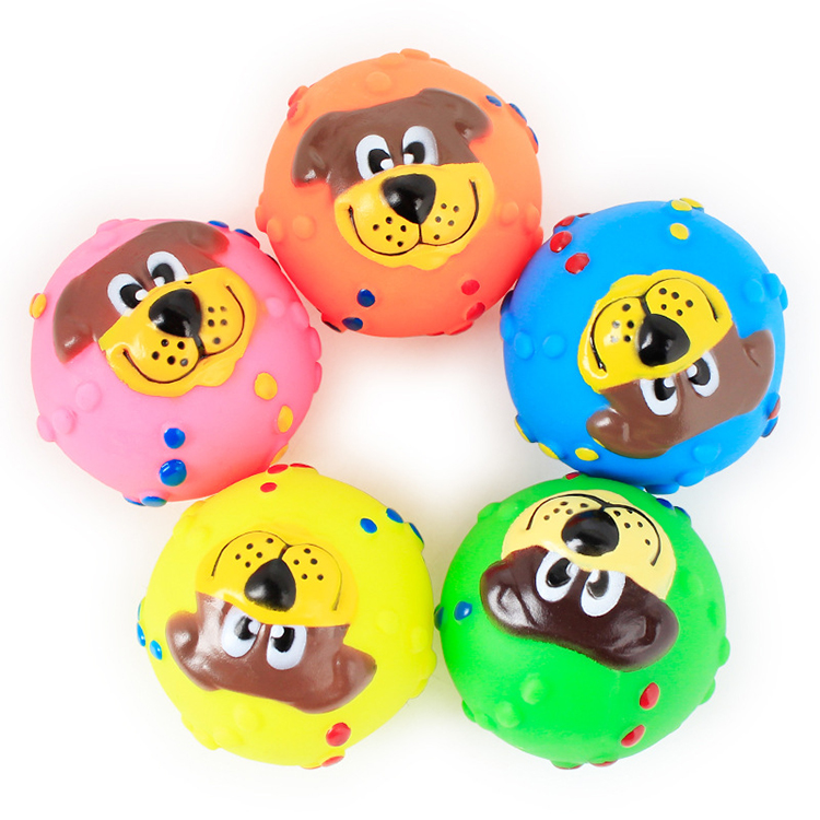 Amazon Best Seller Bite Resistant Squeaky Ball Smile Vinyl Pet Dog Toy