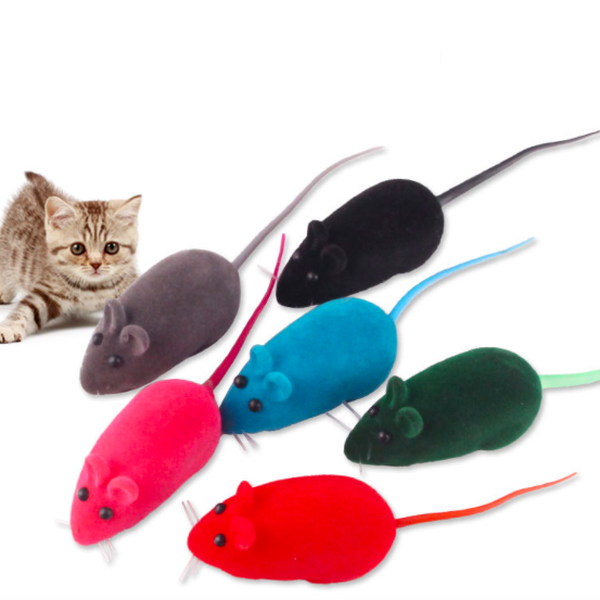 Hot Selling Pet Cats Dogs Colored Mouse Chew Toy Fun Rubber Natural Toy with Realistic Mouse Sound Squeaky