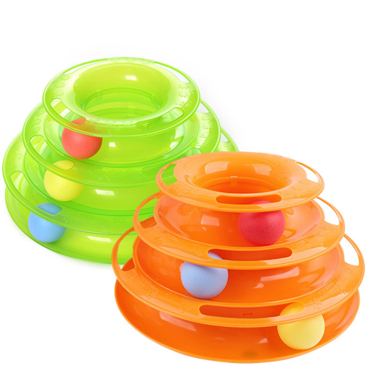 Roller Cat Toy 3-Level Tower Ball & Track Cat Play Tower of Tracks Cat Toy