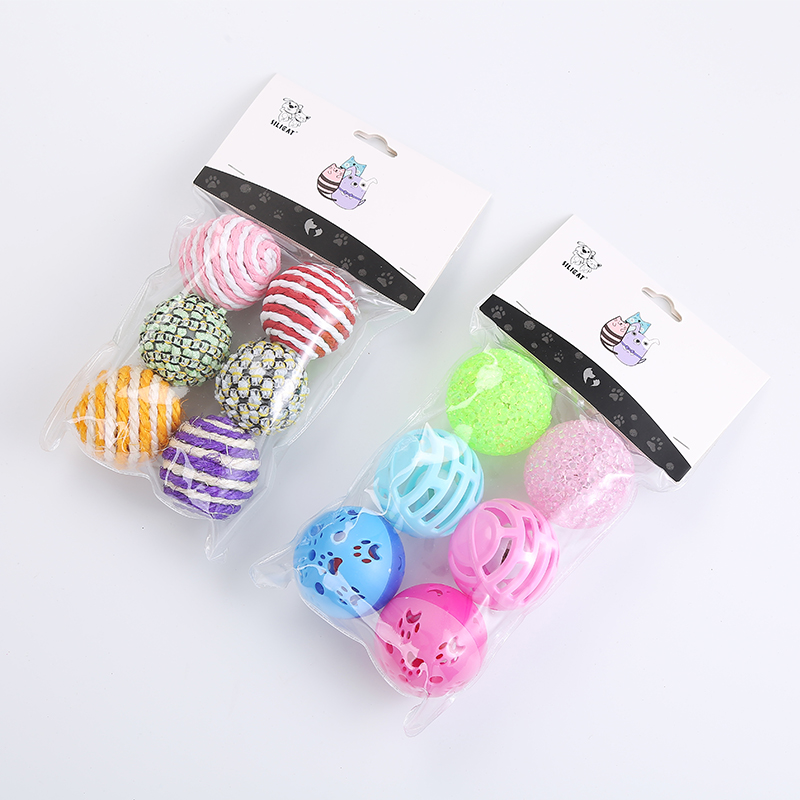 Cat Interactive Balls Toys Cat Toys Play Chewing Rattle Scratch Catch Pet Kitten Cat Exrecise Toy Balls pack