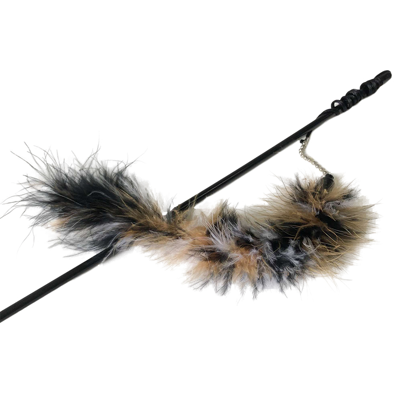 Hot Sale Wholesale Various Cat Toy Brown Cat Teaser Stick Toy Cat Toy Feather