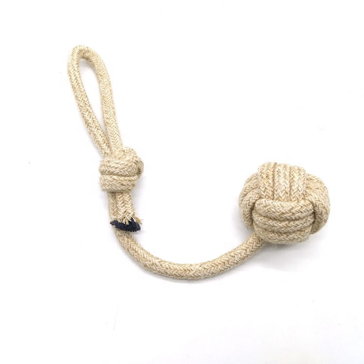 Eco Gray Natural Hemp Rope Pet Dog Toy Interactive durable Cotton rope hemp dog toy