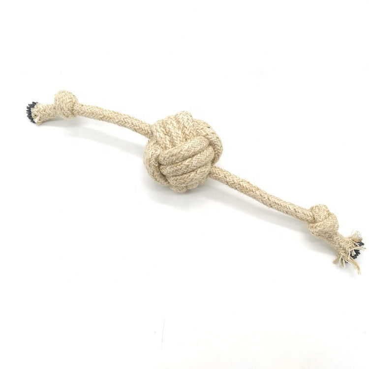 Eco Natural Hemp Rope Pet Dog Toy For Dog Teething OEM Interactive Toothbrush Dog Toy Ball
