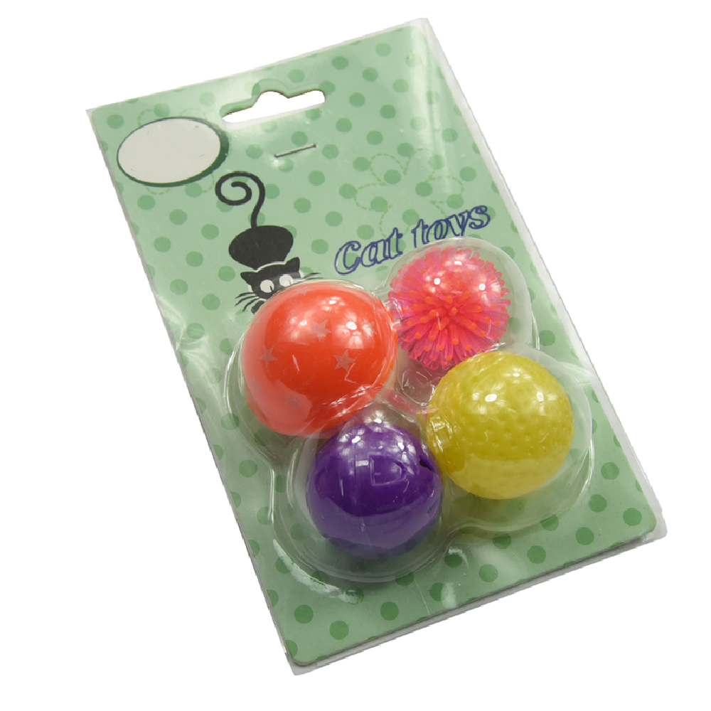 set Cat Bell Ball Toy Plastic Playing Ball Bell Chasing Ball Vocal with Small Bell Random Color