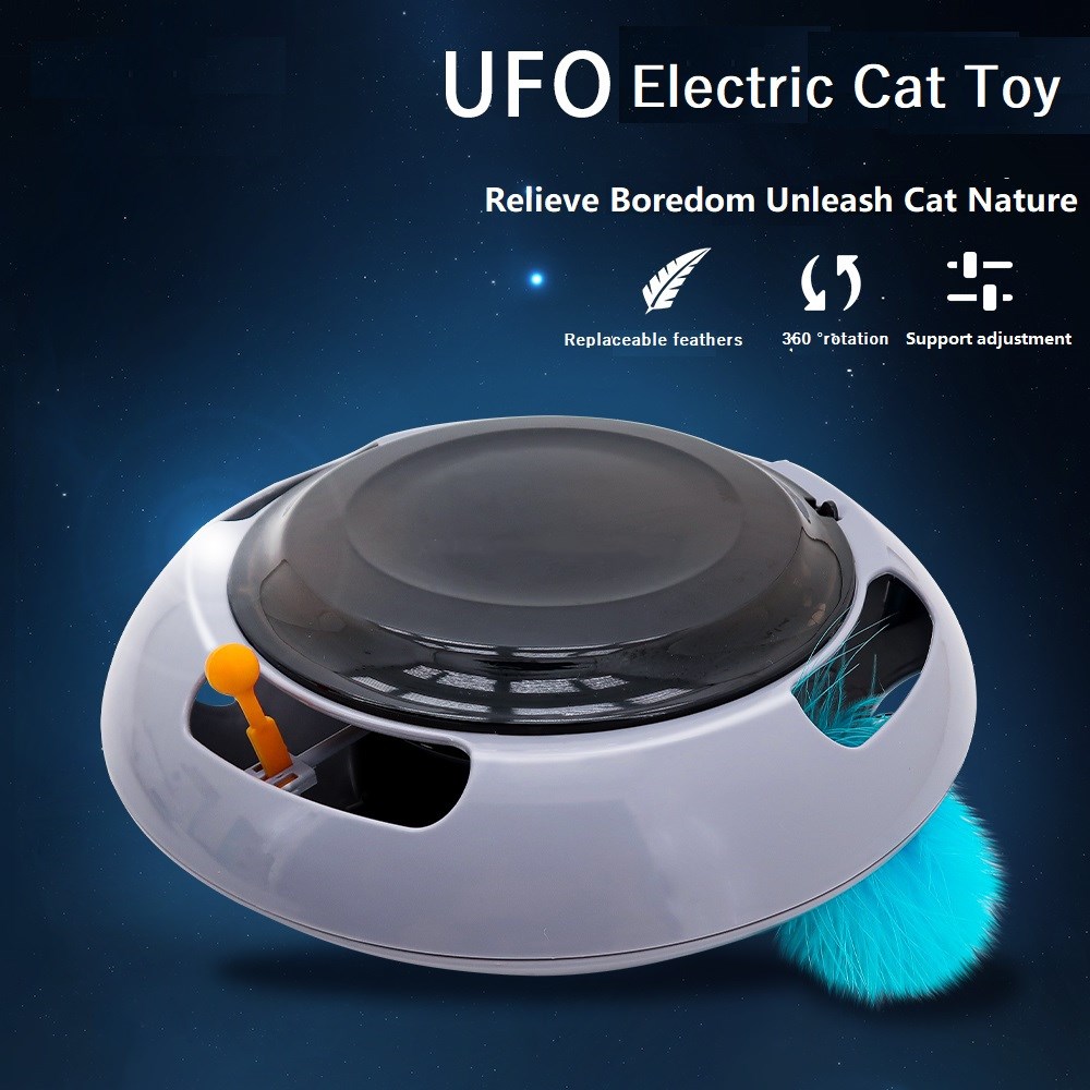 UFO 360 Surround Rotation Fits Cat's Hunting Nature Battery Operated Automatic Cat Litter UFO Box Toy Interactive Pet Cat Toys