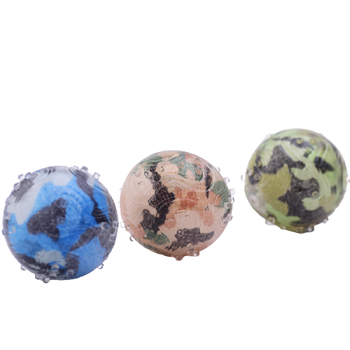 Camo Interactive Dog Ball Toys - Chew Squeaker Durable Balls, Elastic for Small Medium Doggies Training, Safe, Teeth Care