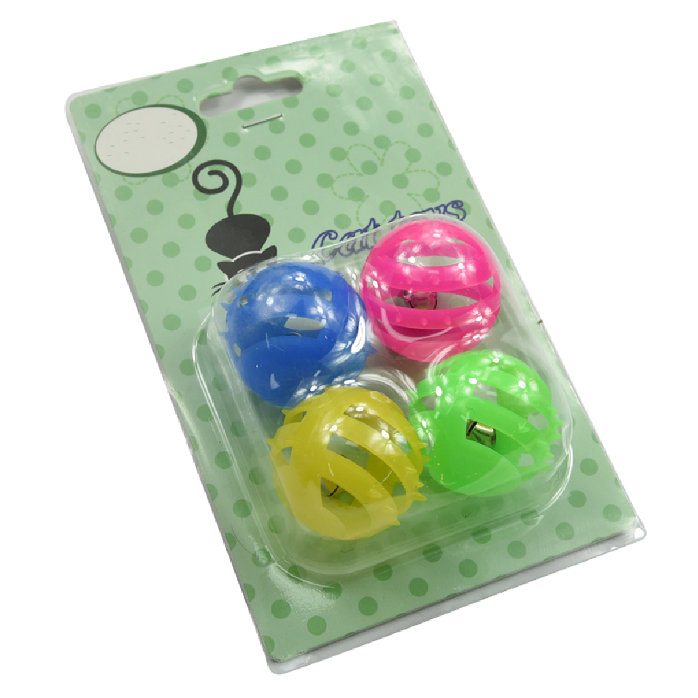 4pcsset Cat Bell Ball Toy Plastic Playing Ball Bell Chasing Ball Vocal with Small Bell Cat Products