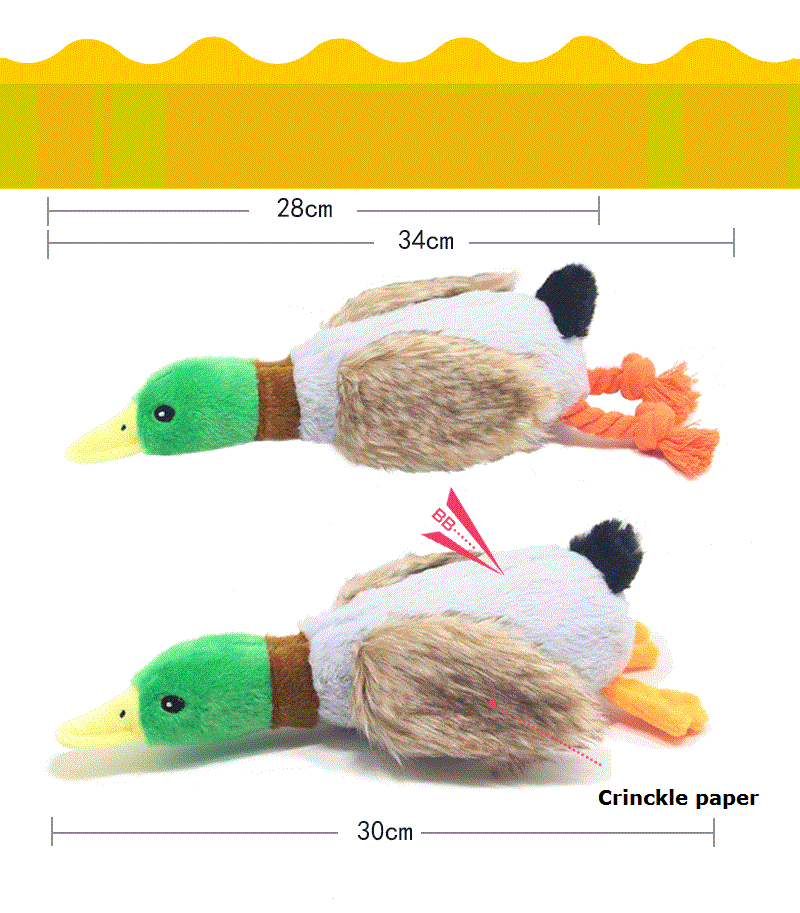 Headbangerz charming pet dog duck gooseplush stuffing squeaker lifelike toy (2).jpg
