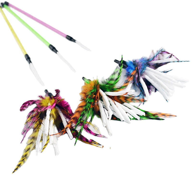 Spring bells and colorful beads funny cats feathers funny cat teaser