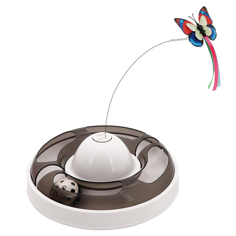Cat Interactive Toy 2 in 1 Cat Ball Toy with 360° Electric Rotating Butterfly and Ringing Bell Ball Cat Indoor Teaser Toys Interactive Cat Toy for Indoor Cats Kitten