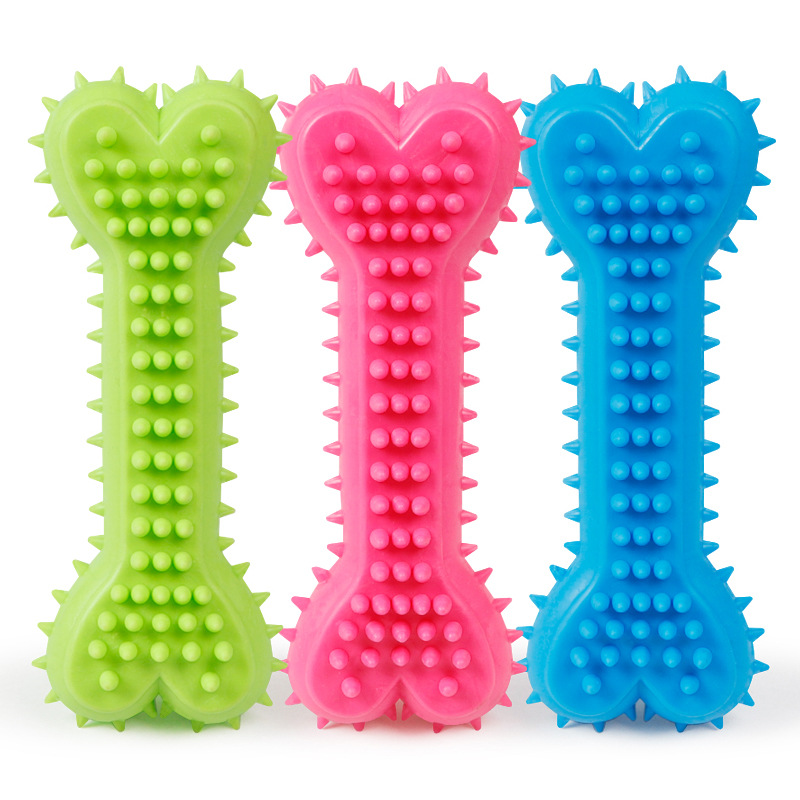 Dog Chew Bone Resistant Bite Clean Teeth Chew Rubber random color Pet Dog Cat Puppy Training Toy Juguete Perro